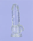 Addiction Crystal - Dildo with Balls 6" - Clear - K. P.