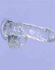 Addiction Crystal - Dildo with Balls 6" - Clear - K. P.