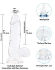 Addiction Crystal - Dildo with Balls 6" - Clear - K. P.