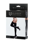 Wetlook Stockings with Lace Insert - Eliza - Black - K. P.