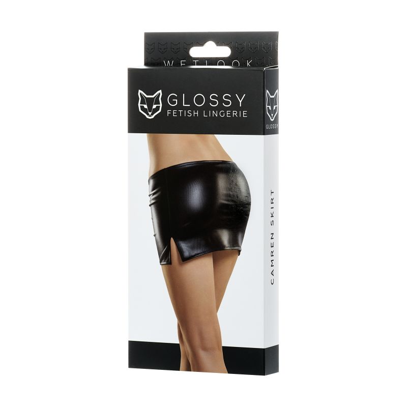Wetlook Mini Skirt - Camren - Black - K. P.