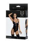 Wetlook Lace Up Bodysuit - Katherin - Black - K. P.