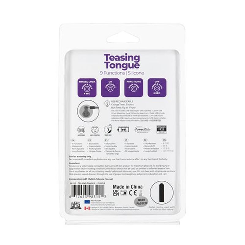 PowerBullet - Teasing Tongue with Rechargeable Bullet - Purple - K. P.