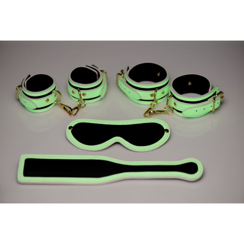 The Master Series -  Kink In the Dark Glowing Bondage Set - Fluro Green - K. P.