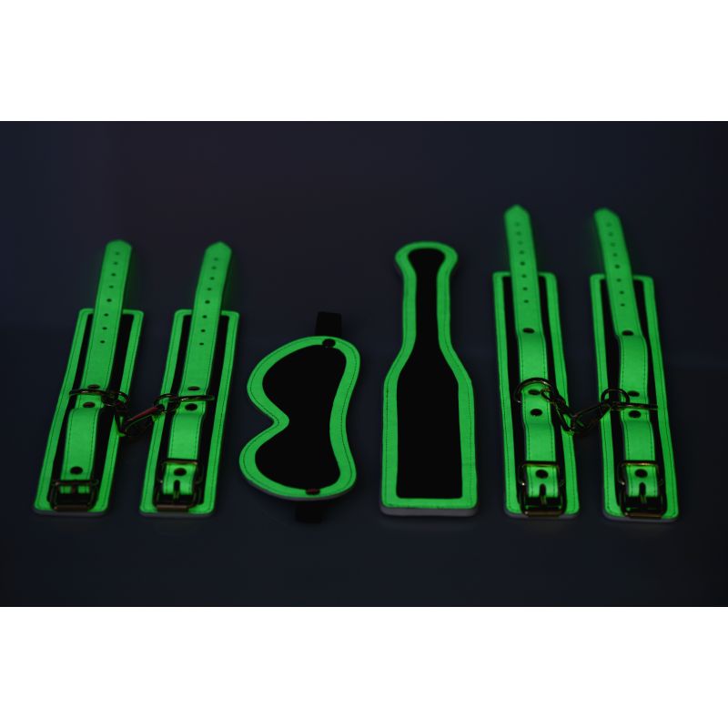 The Master Series -  Kink In the Dark Glowing Bondage Set - Fluro Green - K. P.