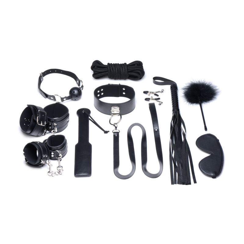 Strict - Deluxe 10 Piece Bondage Set - Black - K. P.