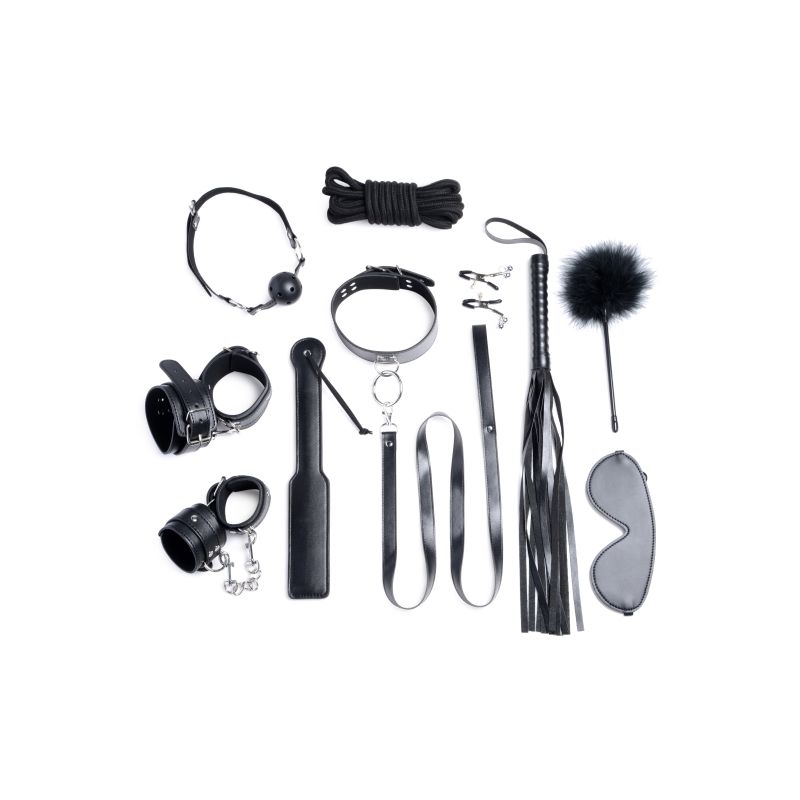 Strict - Deluxe 10 Piece Bondage Set - Black - K. P.
