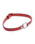 The Master Series - Fiery Pet Leather Choker with Silver Ring - Red - K. P.