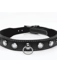 The Master Series - Bling Vixen Leather Choker w/ Clear Rhinestones - Black - K. P.