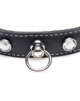The Master Series - Bling Vixen Leather Choker w/ Clear Rhinestones - Black - K. P.
