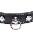 The Master Series - Bling Vixen Leather Choker w/ Clear Rhinestones - Black - K. P.