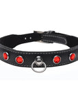 The Master Series - Bling Vixen Leather Choker with Red Rhinestones - K. P.