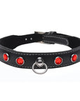 The Master Series - Bling Vixen Leather Choker with Red Rhinestones - K. P.