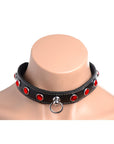 The Master Series - Bling Vixen Leather Choker with Red Rhinestones - K. P.