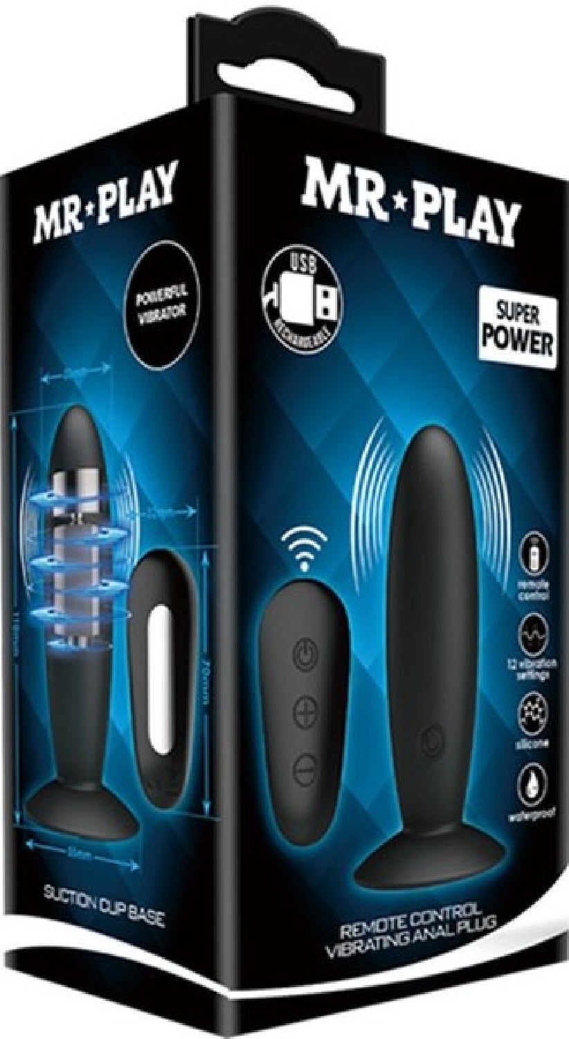 Mr. Play - Remote Control Vibrating Anal Plug - Black - K. P.