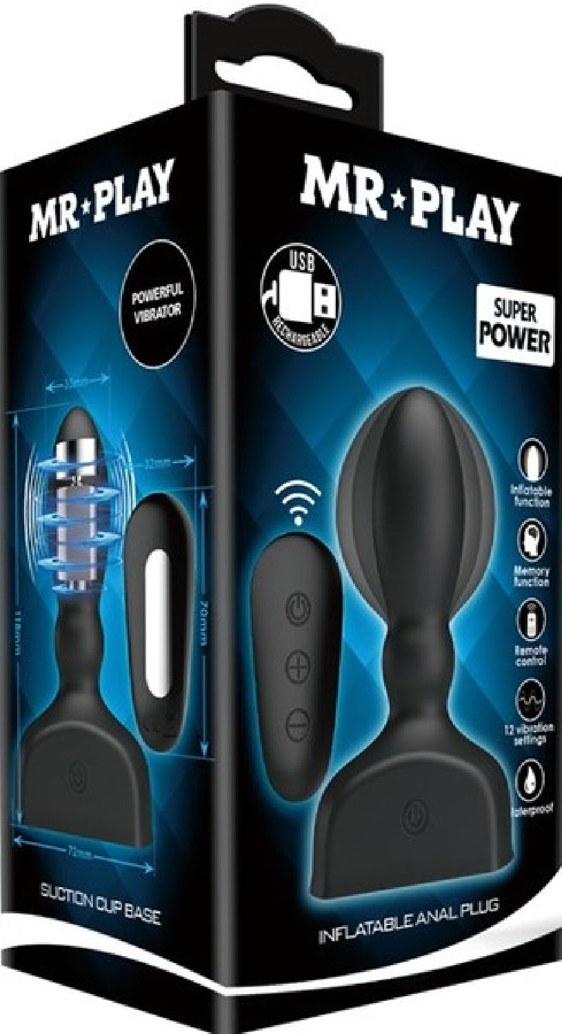 Mr. Play - Inflatable Anal Plug - Black - K. P.