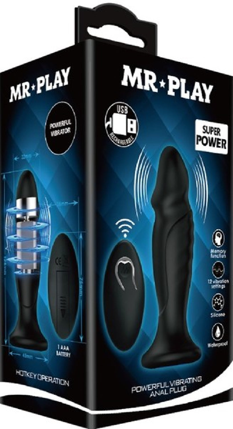 Mr. Play - Powerful Vibrating Anal Plug - Black - K. P.