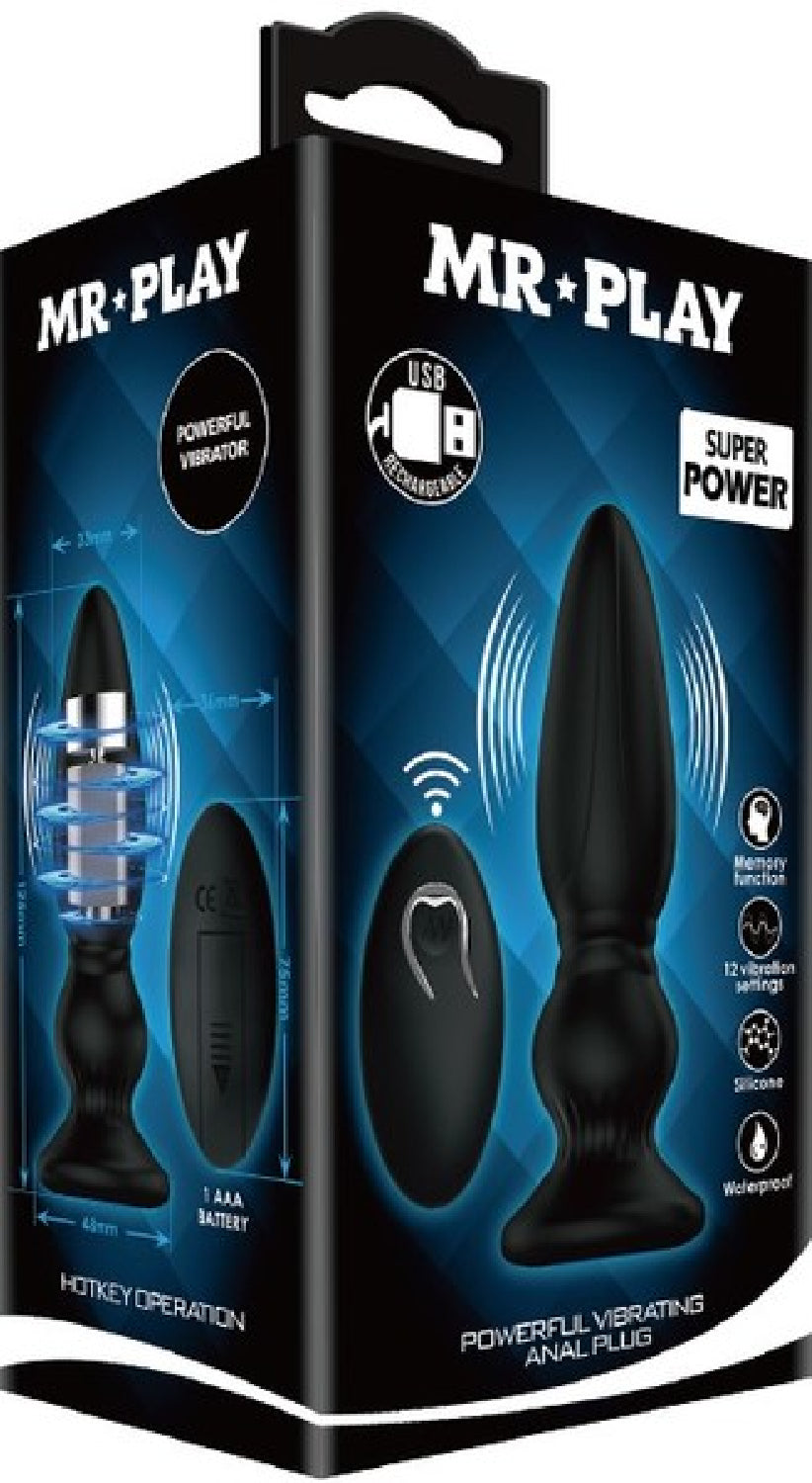 Mr. Play - Powerful Vibrating Anal Plug - Black - K. P.