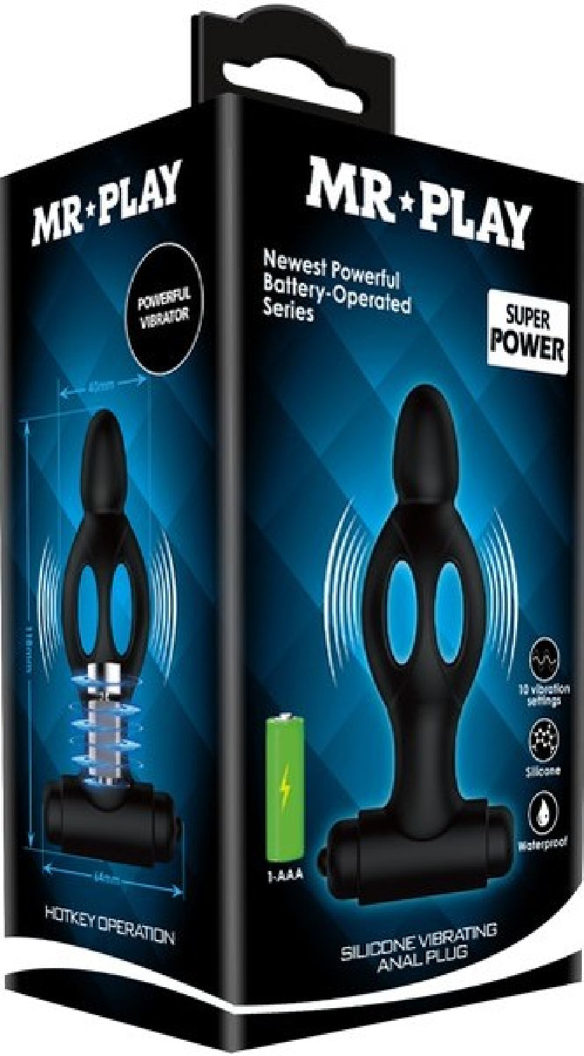 Mr. Play - Silicone Vibrating Anal Plug - Black - K. P.