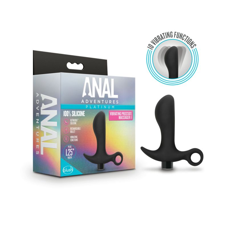 Anal Adventures - Platinum Silicone Prostate Massager 01 - Black - K. P.