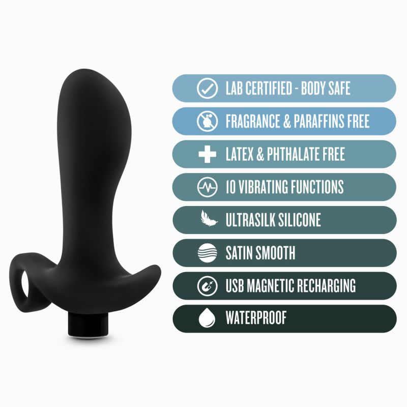 Anal Adventures - Platinum Silicone Prostate Massager 01 - Black - K. P.