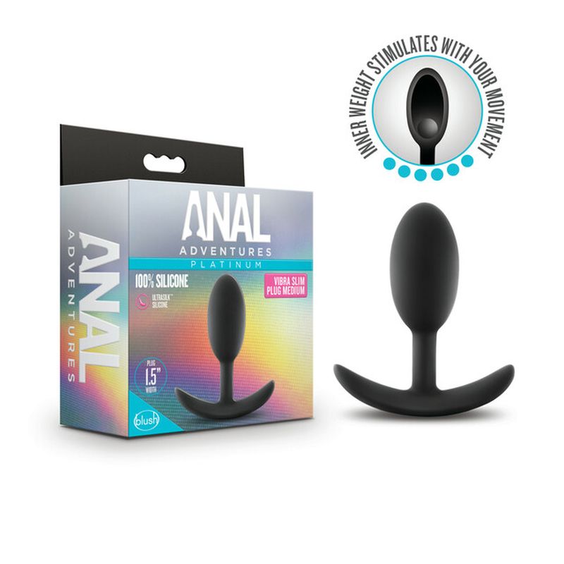Anal Adventures - Platinum Silicone Vibra Slim Plug - Medium - K. P.