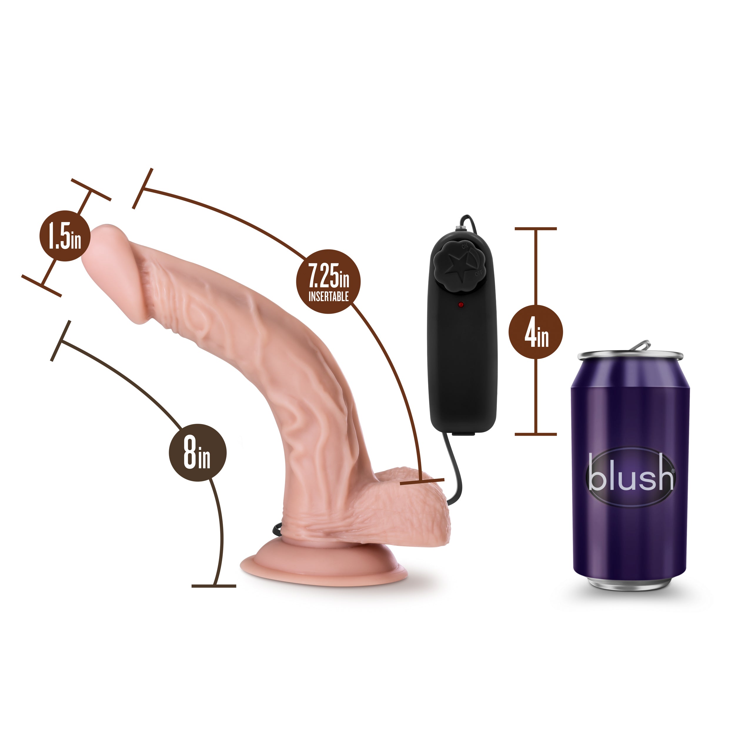 Dr Skin - Dr Sean 8" Vibrating Cock with Suction Cup - Vanilla - K. P.