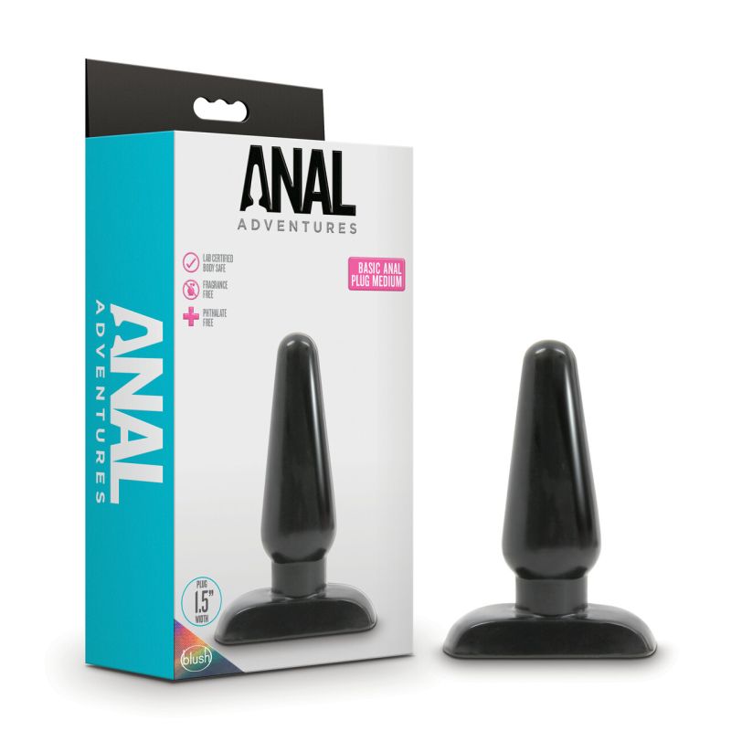 Anal Adventures - Basic Anal Plug Medium - Black - K. P.