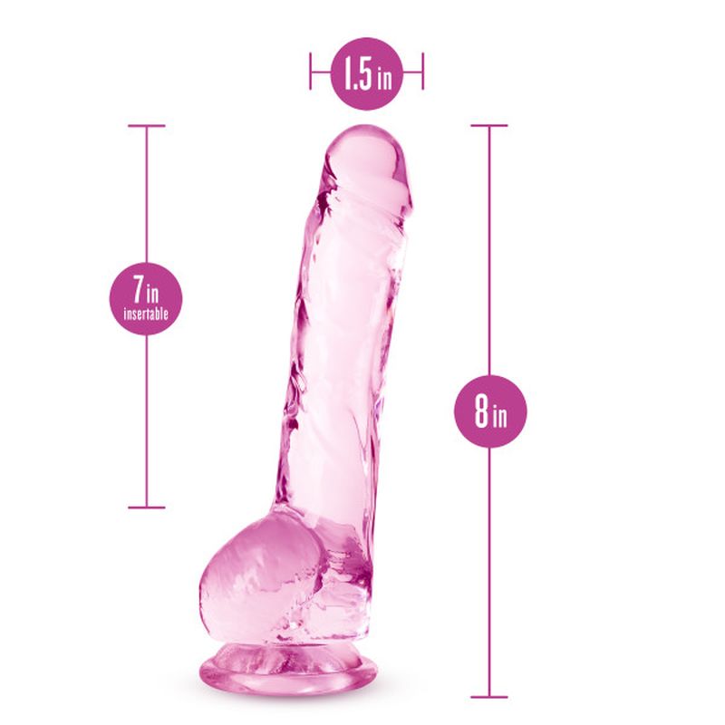 Naturally Yours - 8" Crystaline Dildo - Rose - K. P.