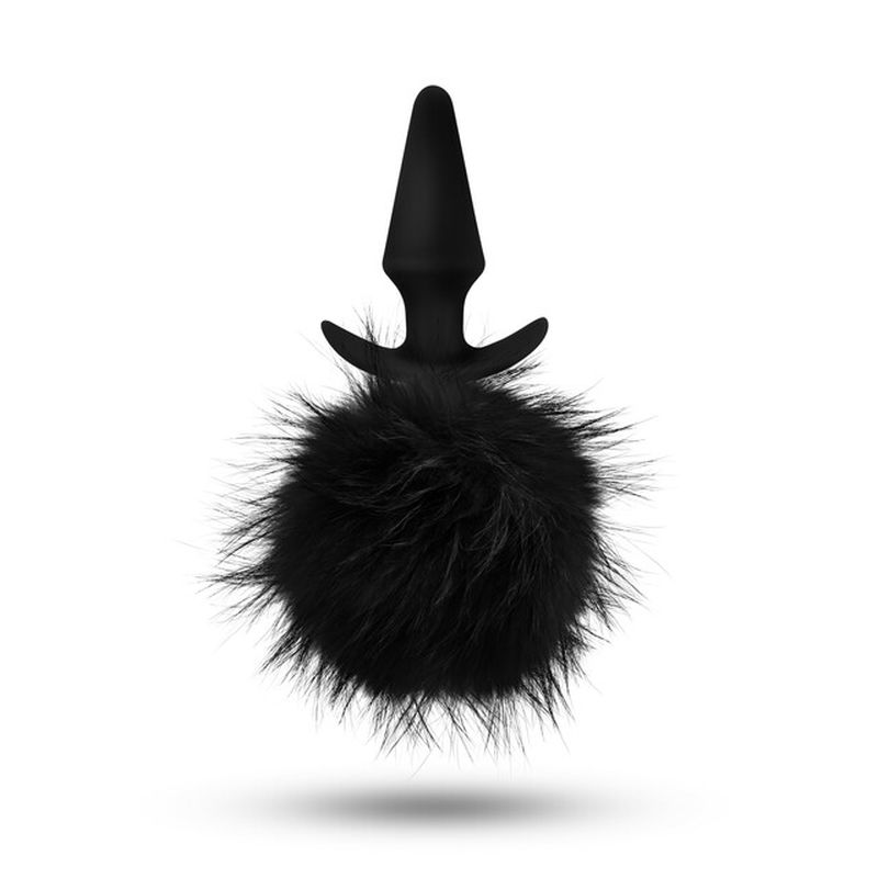 Anal Adventures - Platinum Rabbit Tail Plug - Black - K. P.