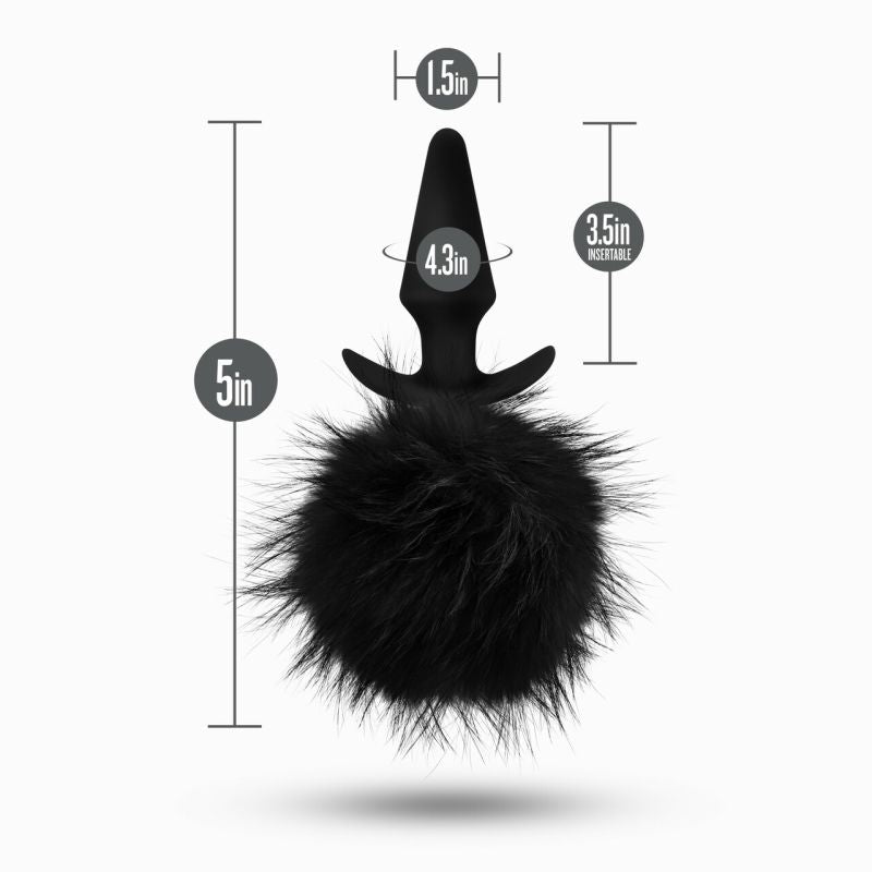 Anal Adventures - Platinum Rabbit Tail Plug - Black - K. P.