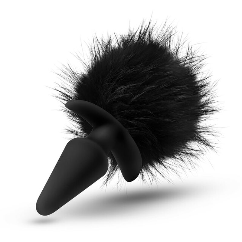 Anal Adventures - Platinum Rabbit Tail Plug - Black - K. P.