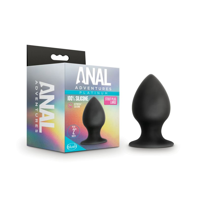 Anal Adventures - Platinum Silicone Anal Stout Plug Large - Black - K. P.