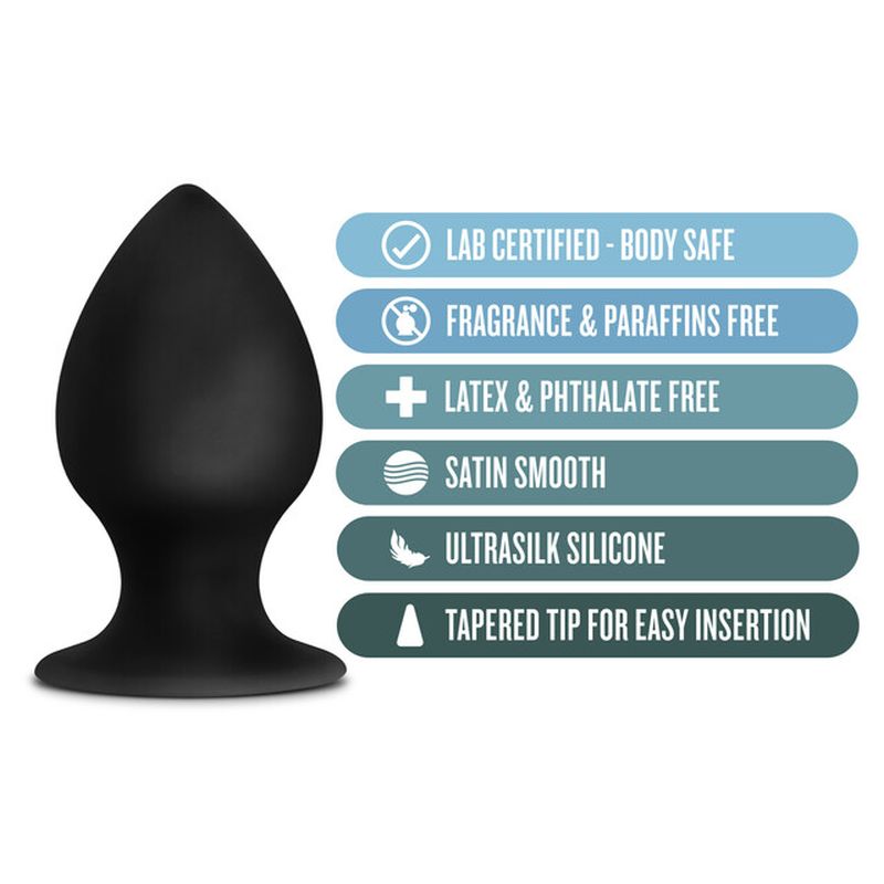Anal Adventures - Platinum Silicone Anal Stout Plug Large - Black - K. P.