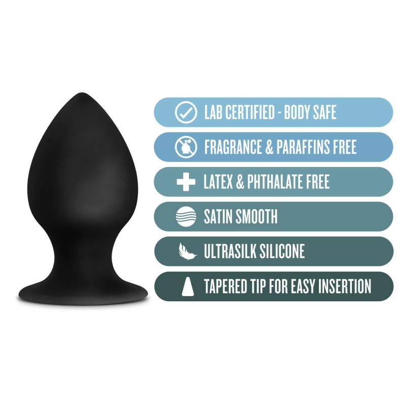 Anal Adventures - Platinum Silicone Anal Stout Plug Medium - Black - K. P.