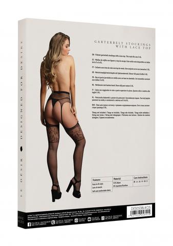 Le Desir - Garterbelt stockings with Lace Top - Black