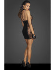 Power Wetlook Short Tulle Dress with Inserts & Corset Binding - Black - K. P.