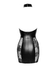 Power Wetlook Short Tulle Dress with Inserts & Corset Binding - Black - K. P.