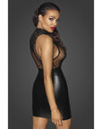 Power Wetlook Short Dress with Skirt & Tulle Top - Black - K. P.