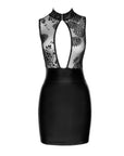 Power Wetlook Short Dress with Skirt & Tulle Top - Black - K. P.