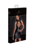 Power Wetlook Short Dress with Skirt & Tulle Top - Black - K. P.