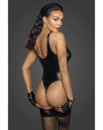 Power Wetlook Bodysuit with High Cut Leg - Black - K. P.