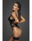 Power Wetlook Bodysuit with High Cut Leg - Black - K. P.