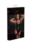 Power Wetlook Bodysuit with High Cut Leg - Black - K. P.