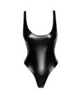 Power Wetlook Bodysuit with High Cut Leg - Black - K. P.