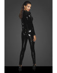 Long Button Up PVC Overall - Black