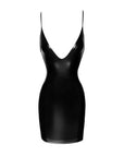 Power Wetlook Mini Dress with Lace Up Back - Black - K. P.