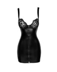 Power Wetlook Mini Dress with Lace Chest & Two Way Zipper - Black - K. P.