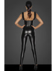 Power Wetlook Overall with Tulle Panel - Black - K. P.
