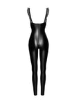 Power Wetlook Overall with Tulle Panel - Black - K. P.